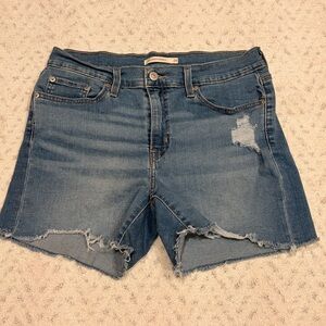 Levis Distressed Denim Shorts Womens Size 8 Waist 29 Blue Jean Grunge Festival